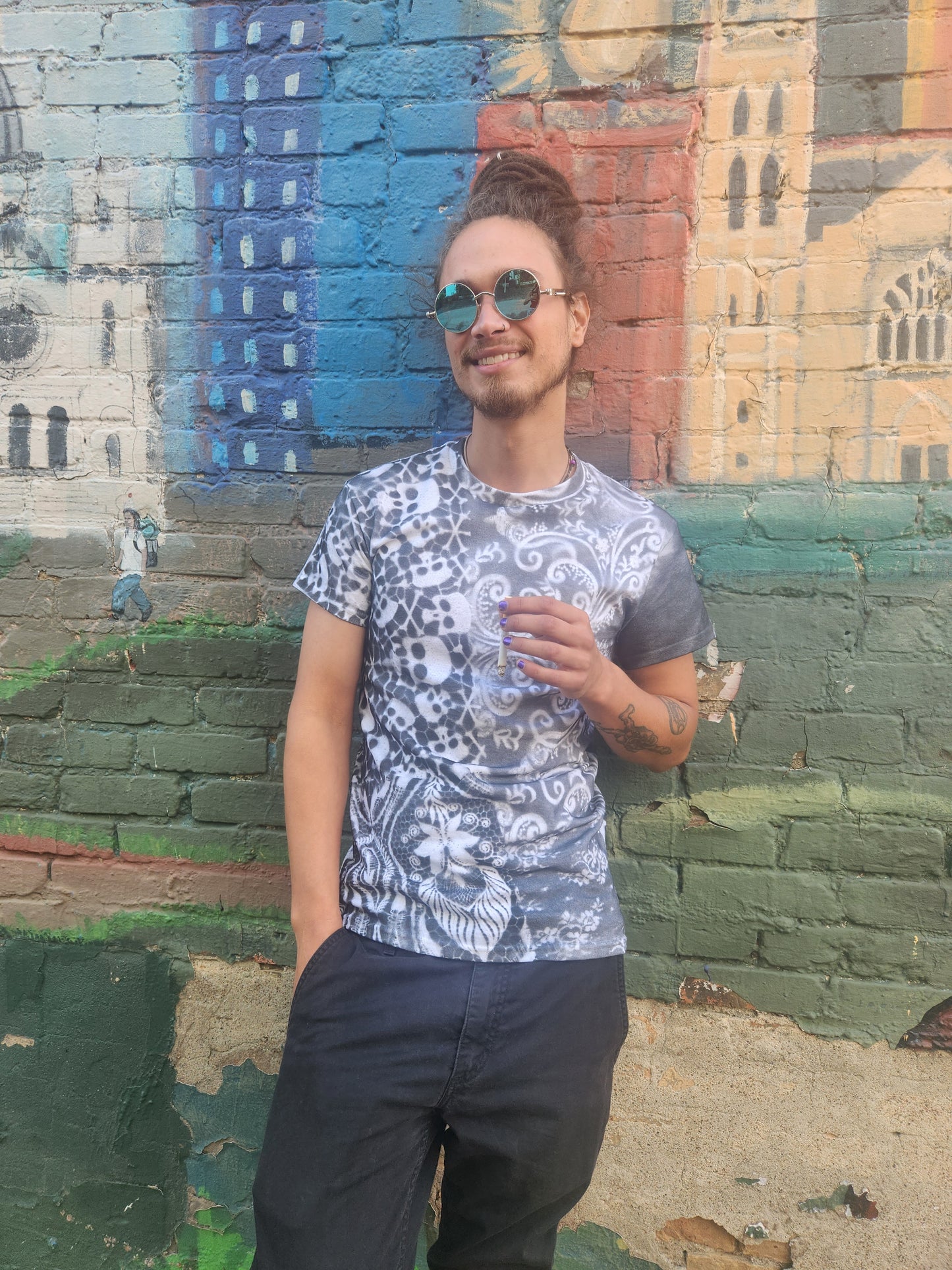 Custom Spray Painted Multi-Pattern T-shirt