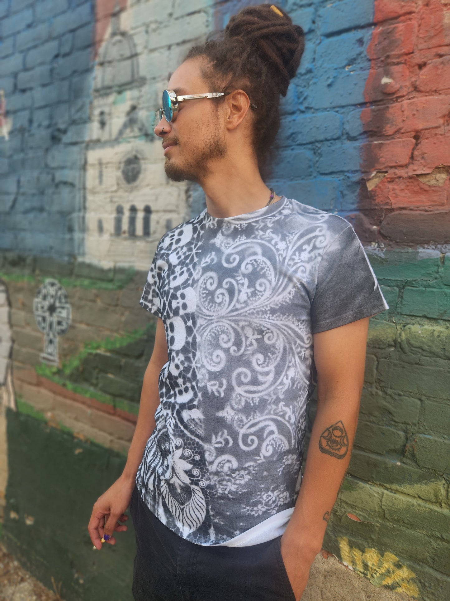 Custom Spray Painted Multi-Pattern T-shirt