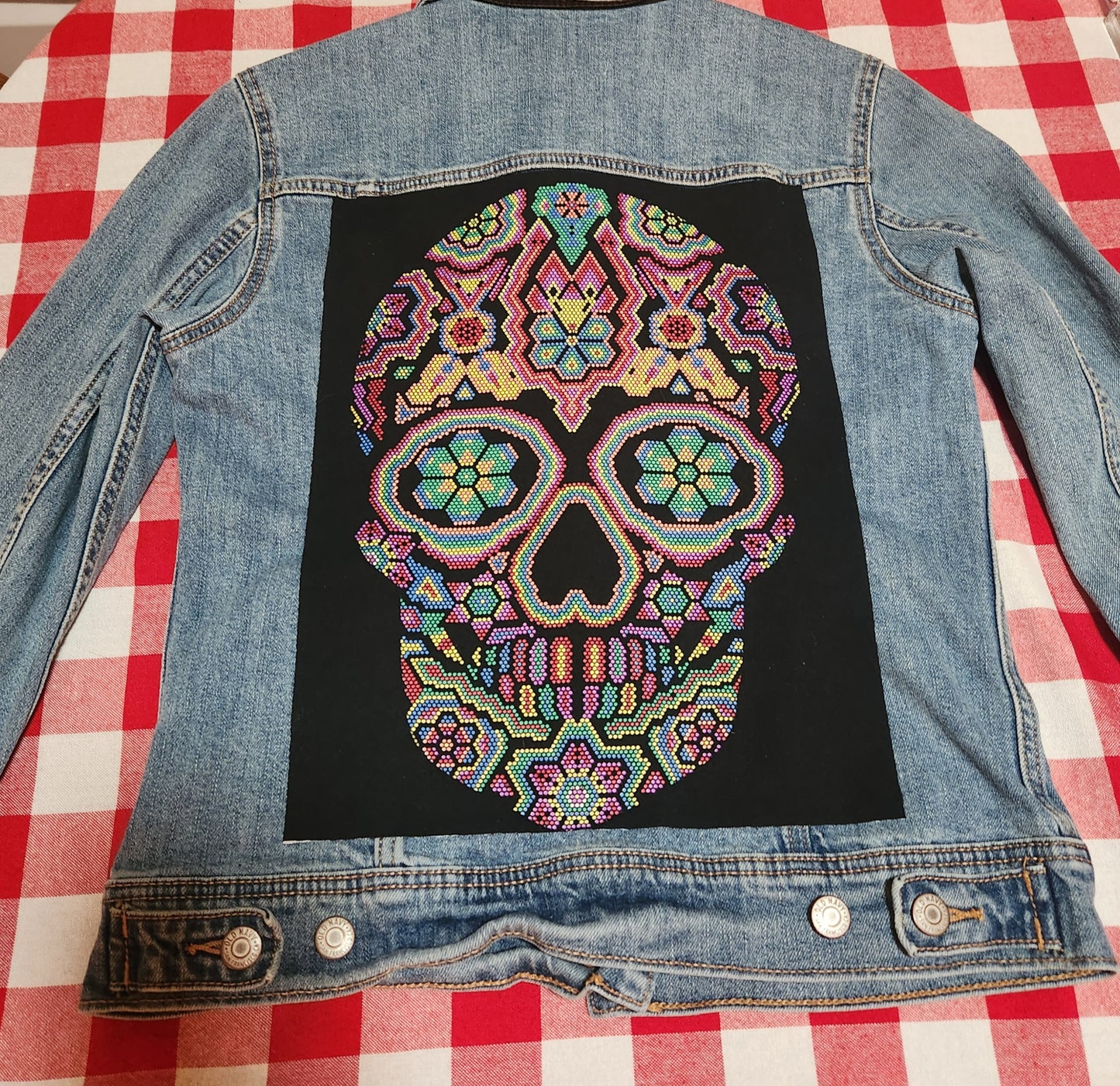 Textured Skull denim jacket