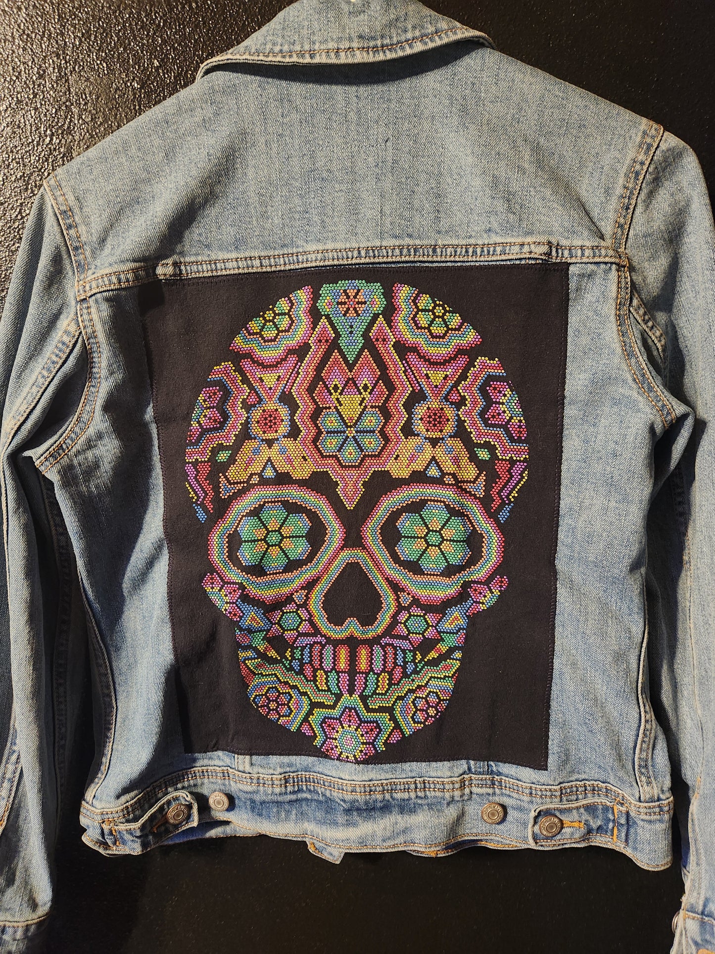 Textured Skull denim jacket
