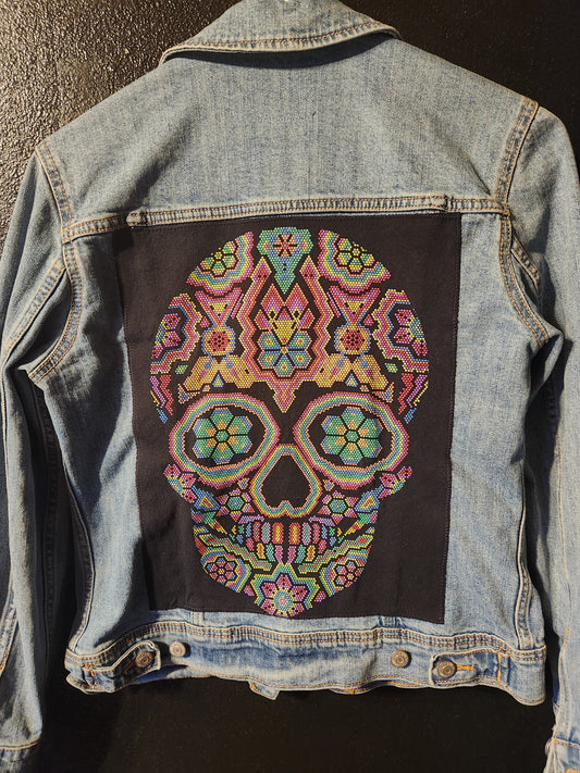 Textured Skull denim jacket